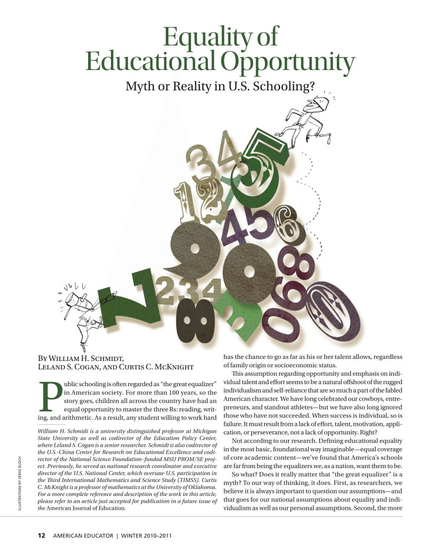 PDF) Equality of Educational Opportunity: Myth or Reality U.S. Schooling?