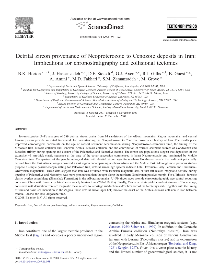 Pdf Detrital Zircon Provenance Of Neoproterozoic To Cenozoic Deposits In Iran Implications For Chronostratigraphy And Collisional Tectonics
