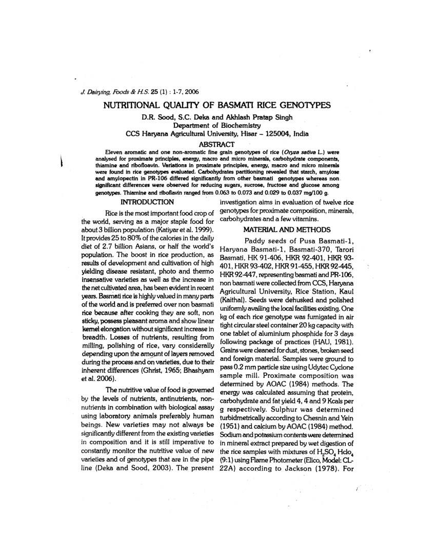 basmati rice research paper