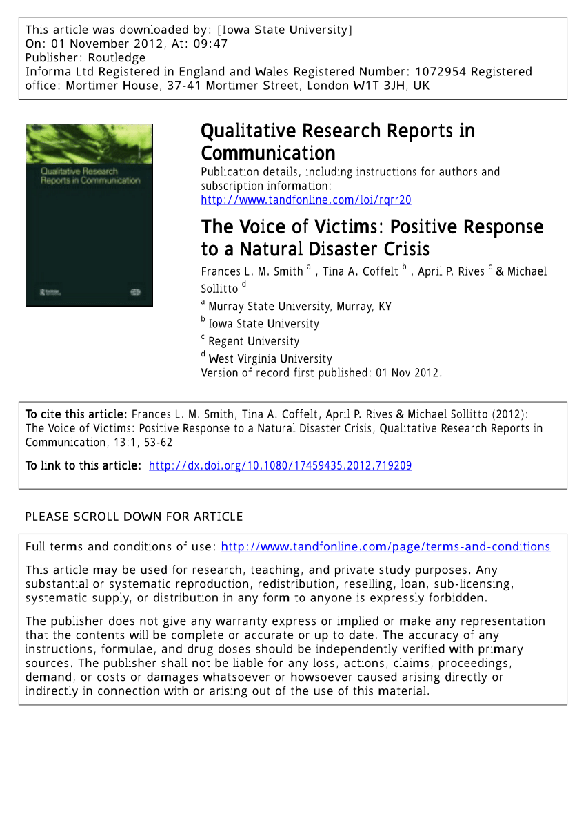 Pdf The Voice Of Experience Positive Response To A Natural
