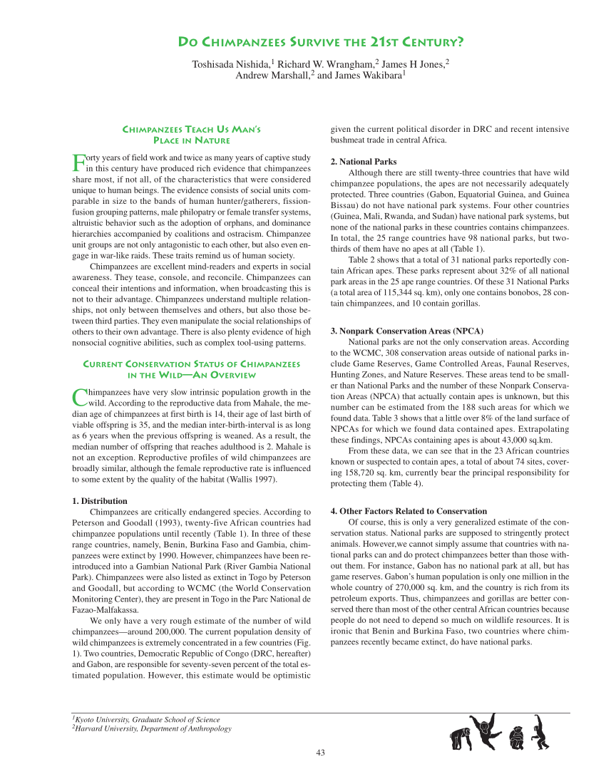 (PDF) Do chimpanzees survive the 21st century? In The Apes: Challenges