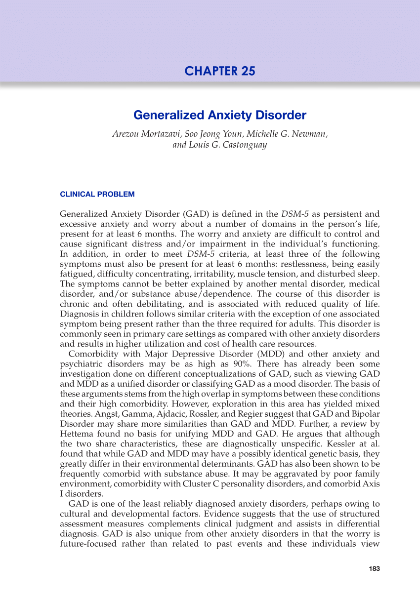 thesis statement for generalized anxiety disorder
