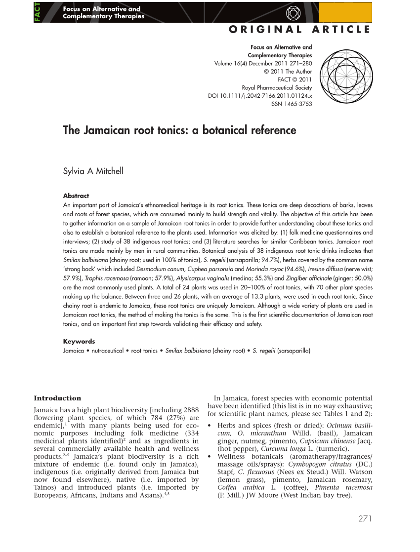 PDF The Jamaican root tonics A botanical reference