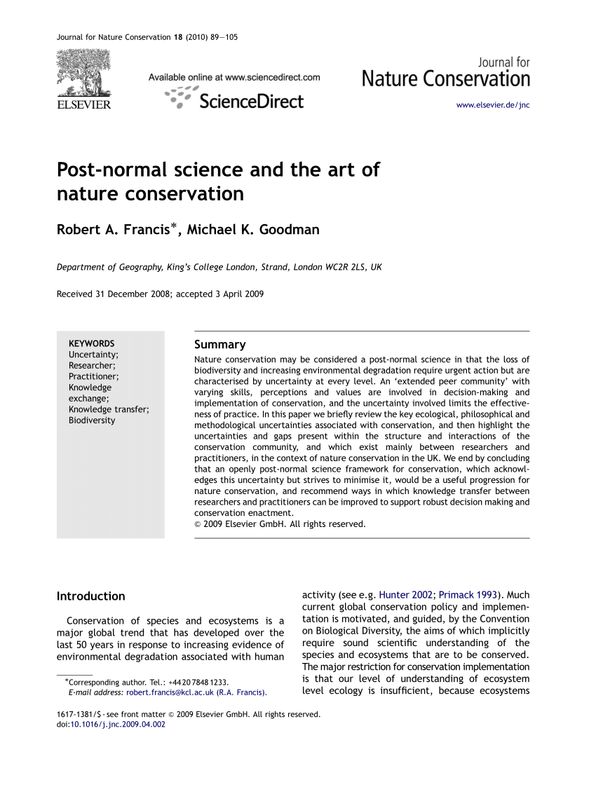 PDF) Post science the of nature conservation