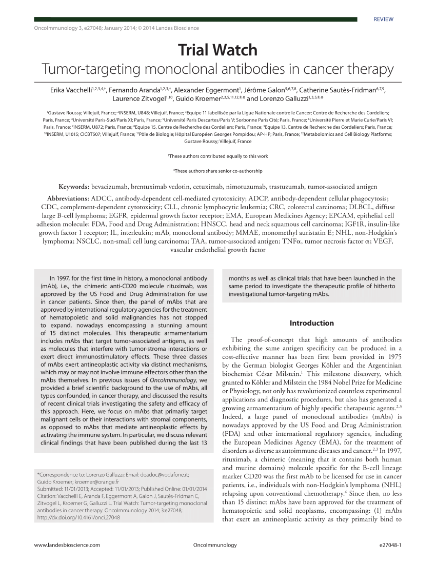 PDF) Trial Watch: Monoclonal antibodies in cancer therapy