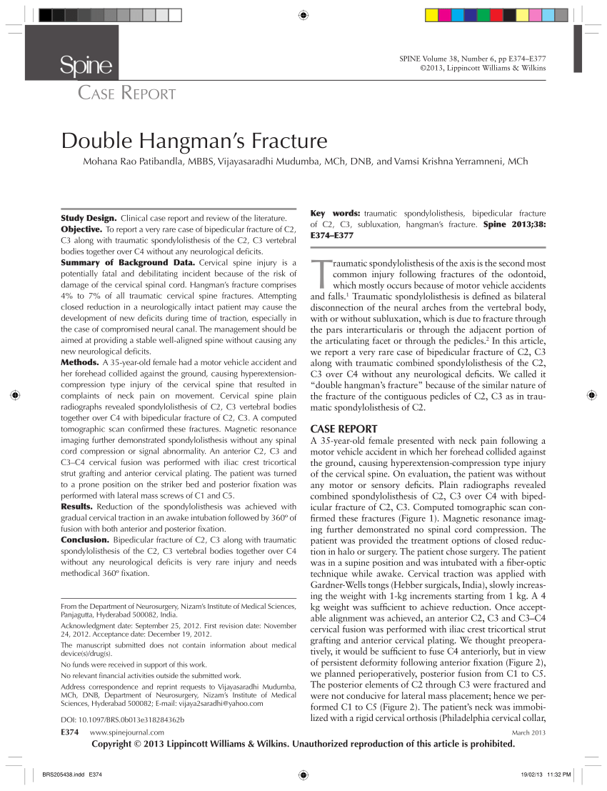 PDF) Double Hangman's Fracture