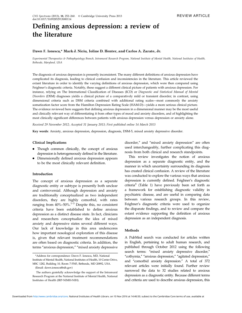 depression literature review pdf