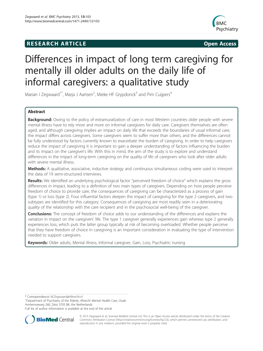 Pdf Differences In Impact Of Long Term Caregiving For
