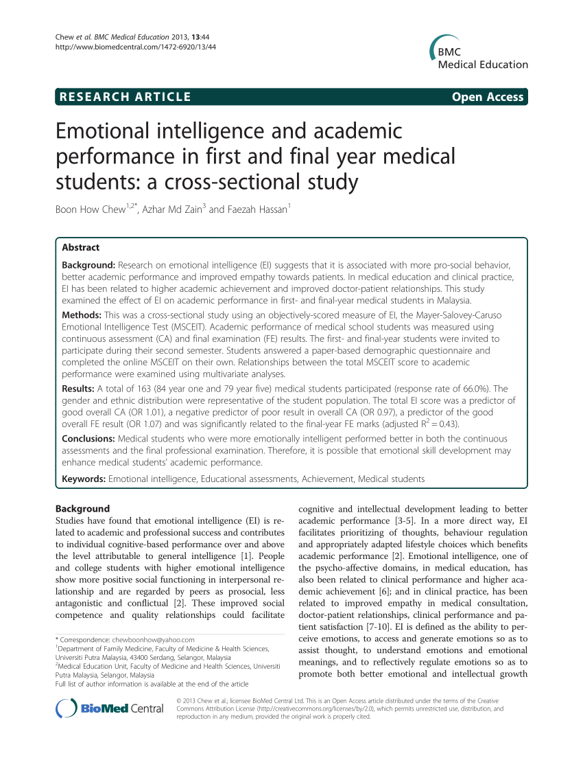 emotional intelligence and academic performance thesis