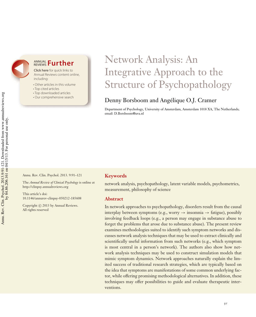 Pdf Work Analysis An Integrative Approach To The Structure Of Psychopathology