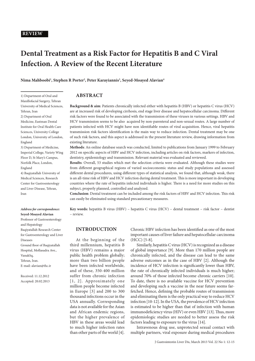 literature review of hepatitis c