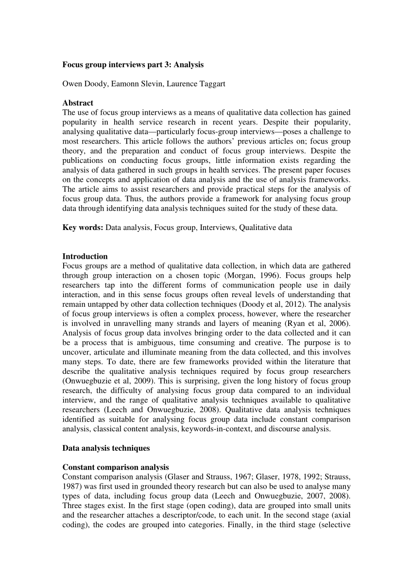 focus group interview in qualitative research pdf