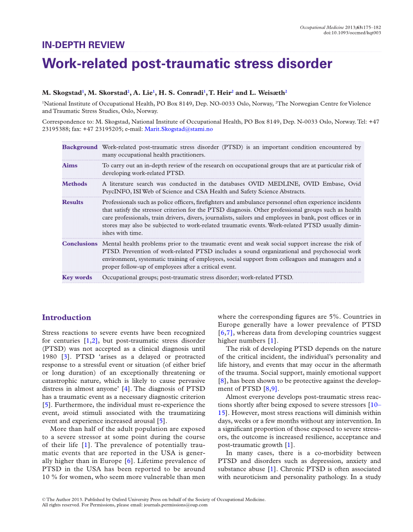 post traumatic stress disorder research paper