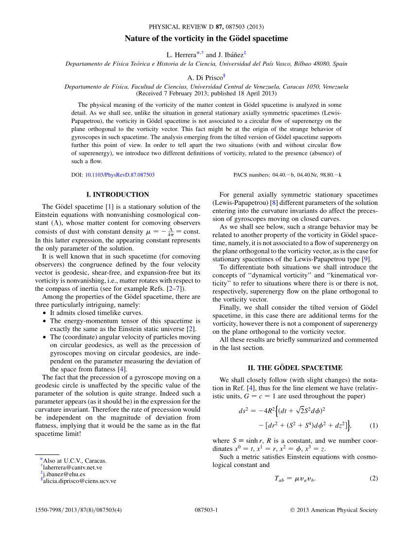 Pdf Nature Of The Vorticity In The G O Del Spacetime