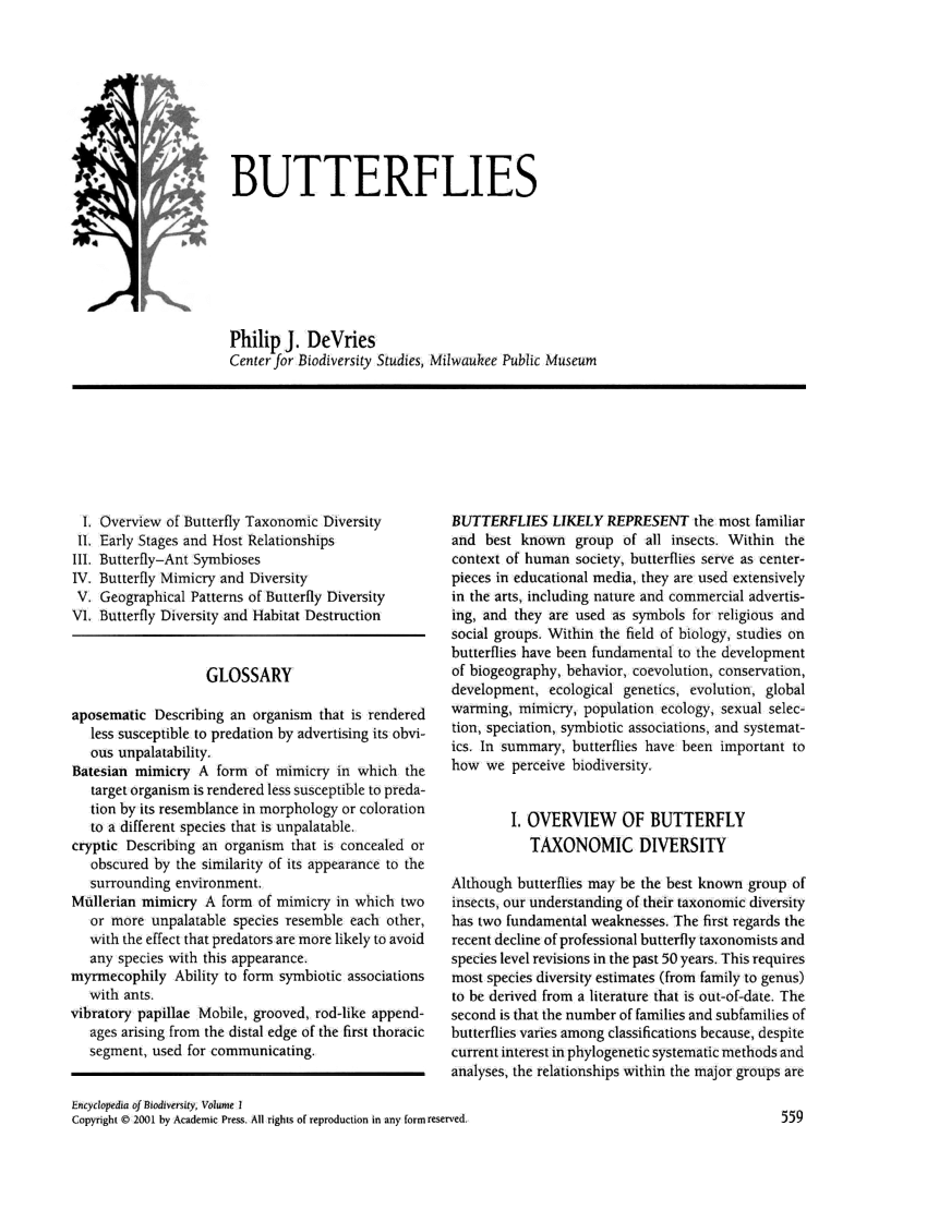 diversity of butterfly research paper