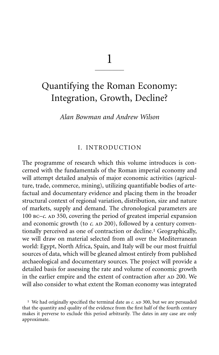 Pdf Quantifying The Roman Economy Integration Growth