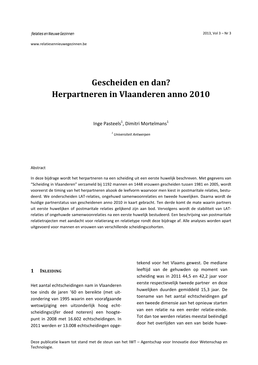 Pdf Gescheiden En Dan Herpartneren In Vlaanderen Anno 2010