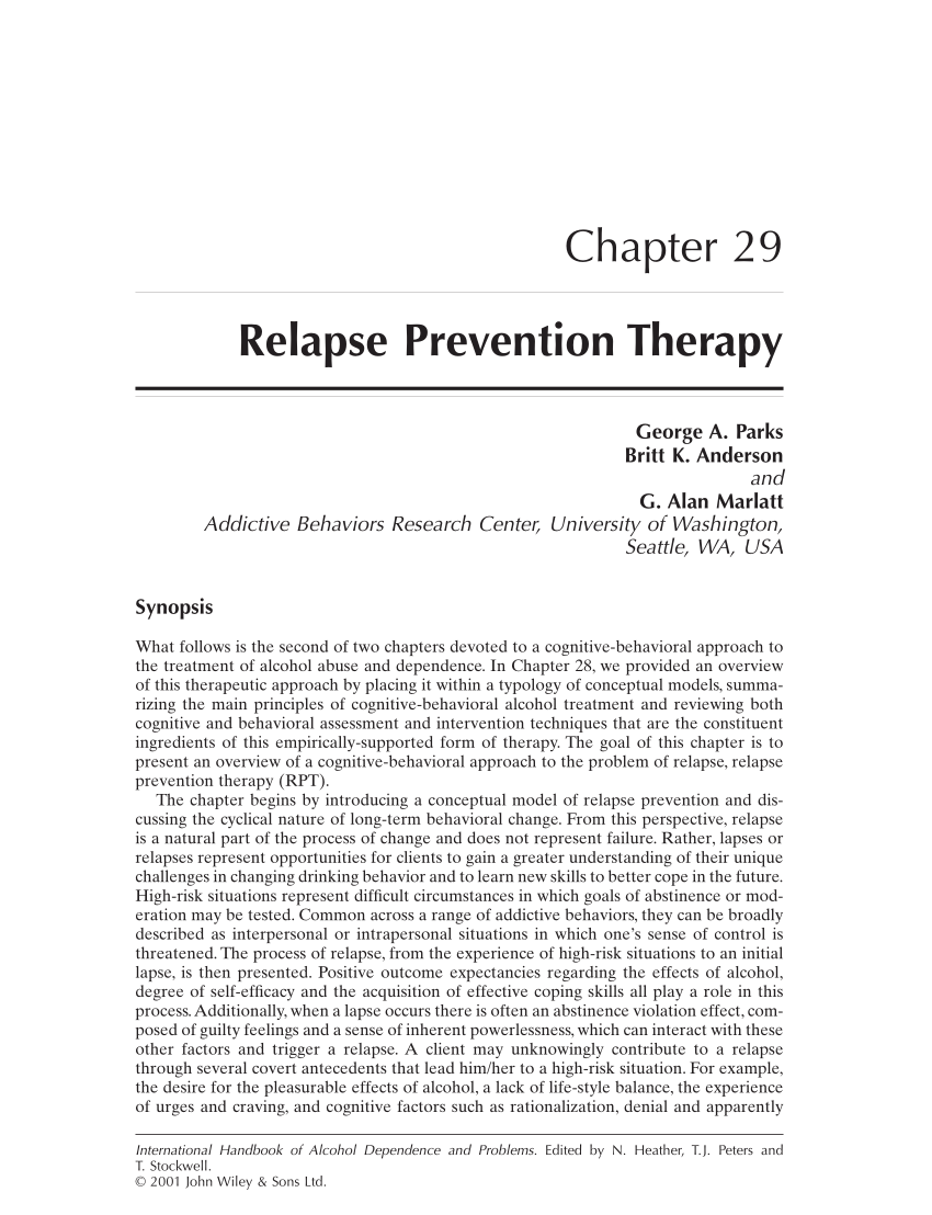 PDF) Relapse Prevention Therapy
