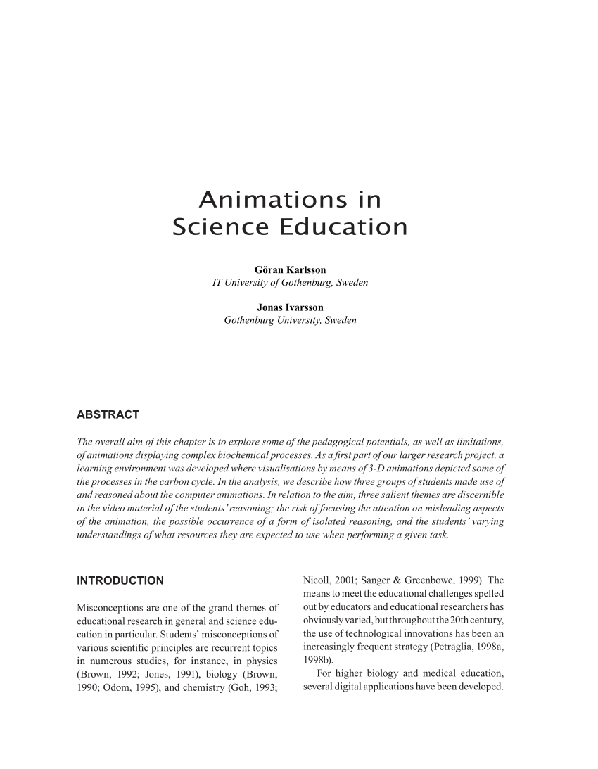 PDF) Animations in science education