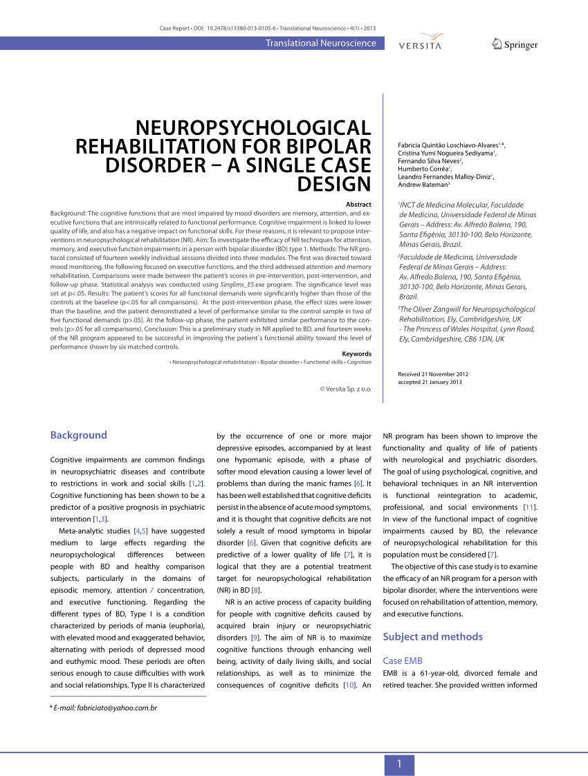 bipolar single case study