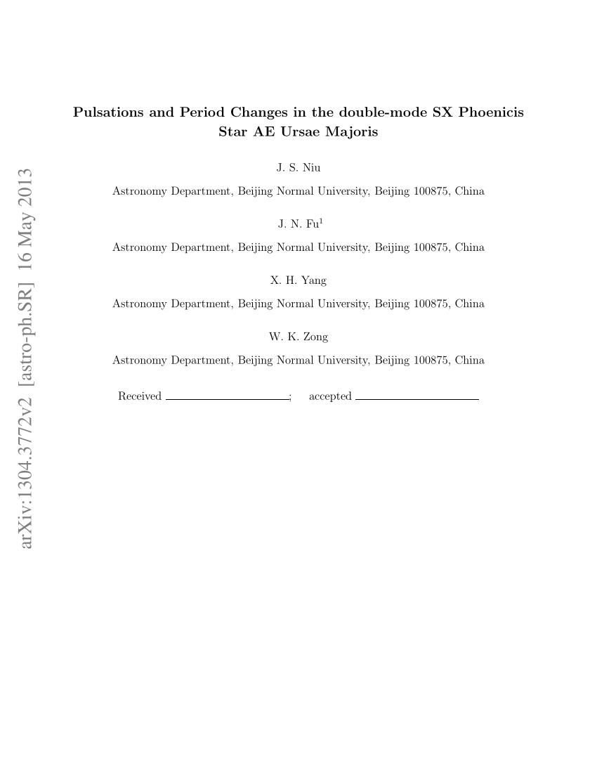 Pdf Pulsations And Period Changes In The Double Mode Sx Phoenicis Star Ae Ursae Majoris