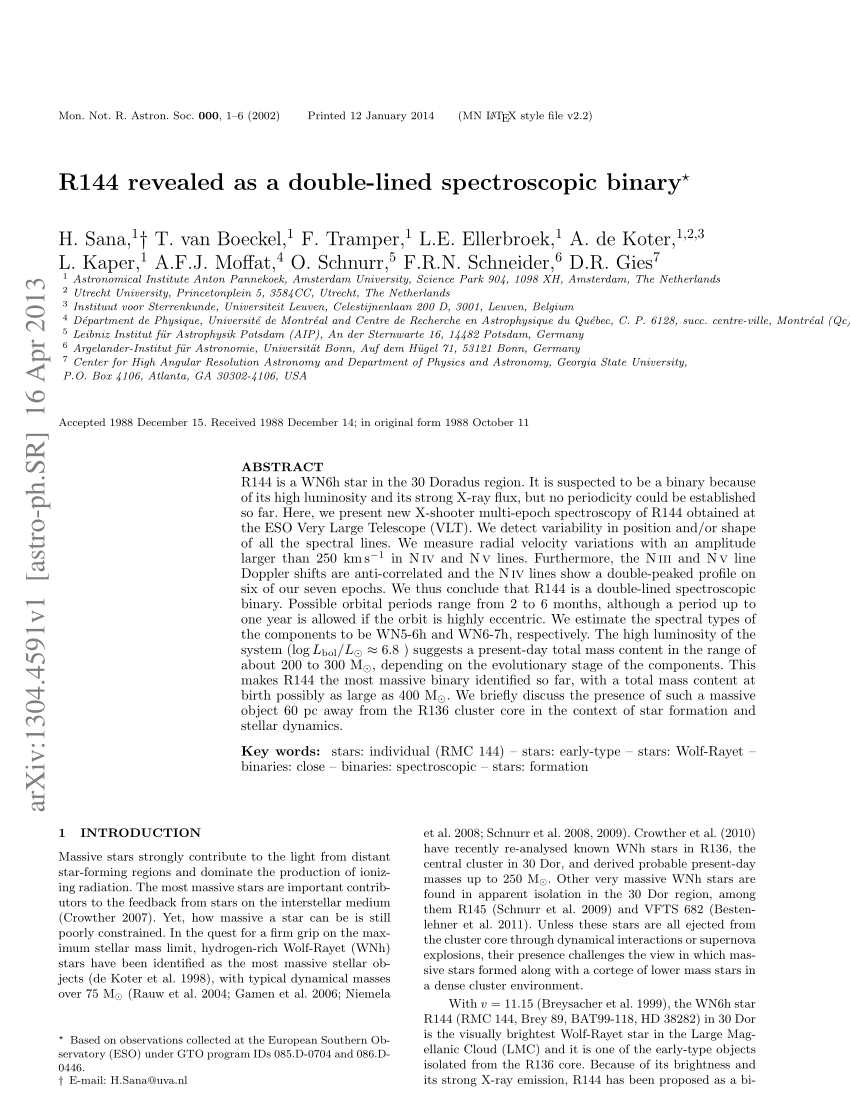 PDF) R144 revealed as a double-lined spectroscopic binary