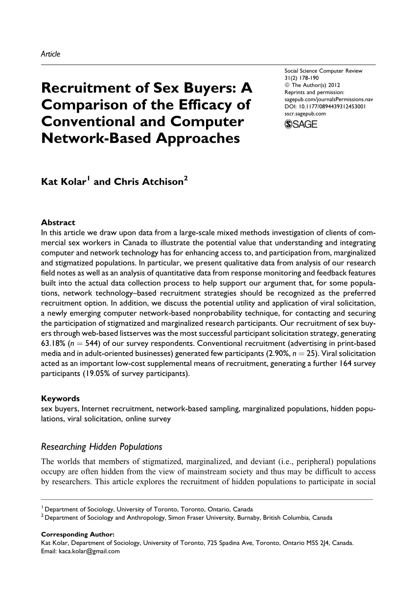 Pdf Recruitment Of Sex Buyers A Comparison Of The Efficacy Of 0608