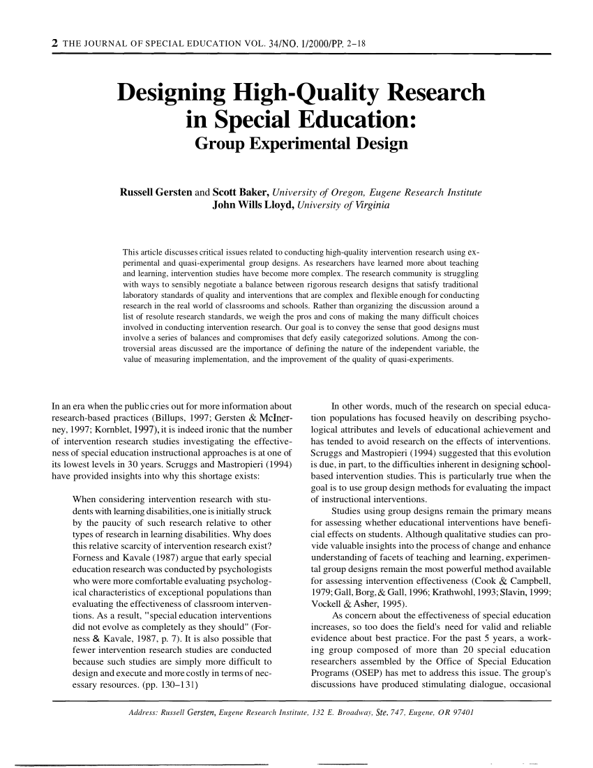research studies in special education