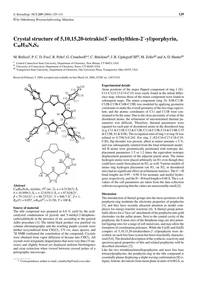 Summary Of Crystallographic Data Download Table