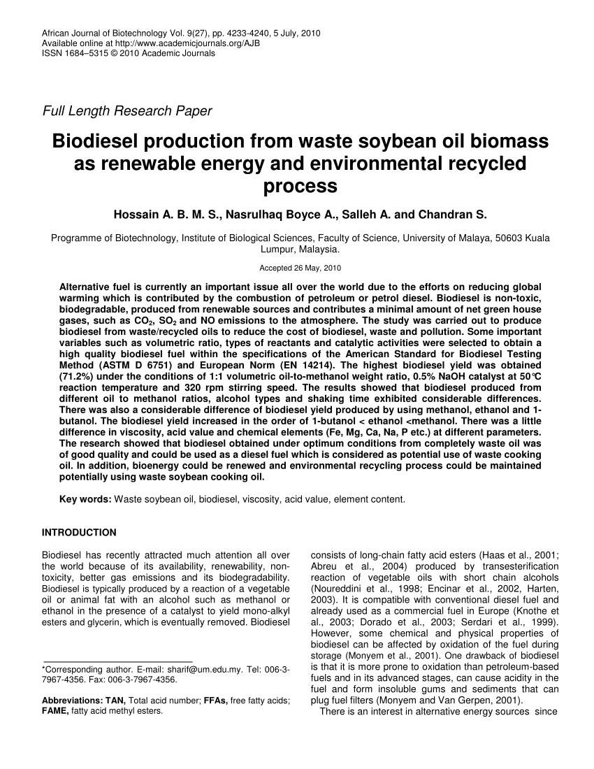 biodiesel research paper