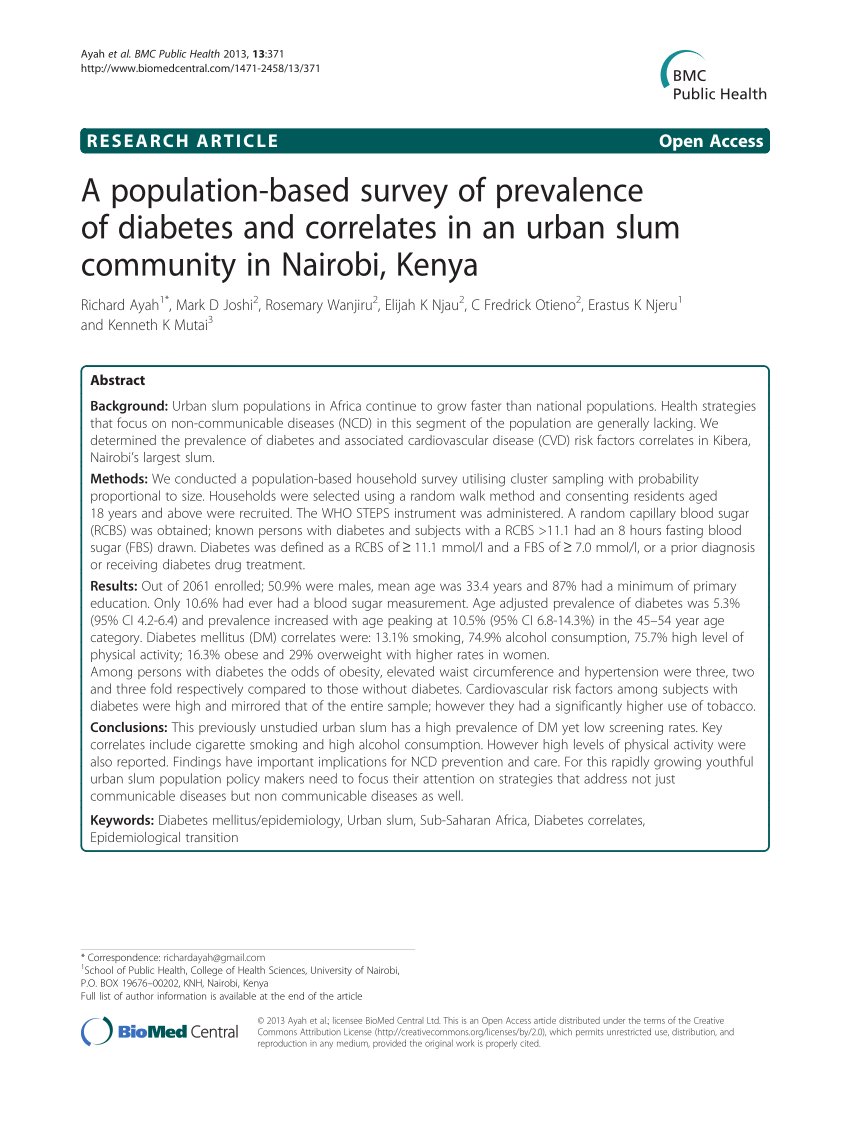 research proposal on prevalence of diabetes in kenya