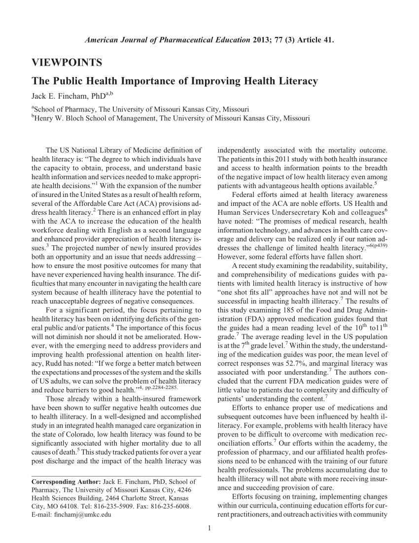 importance of health literacy essay