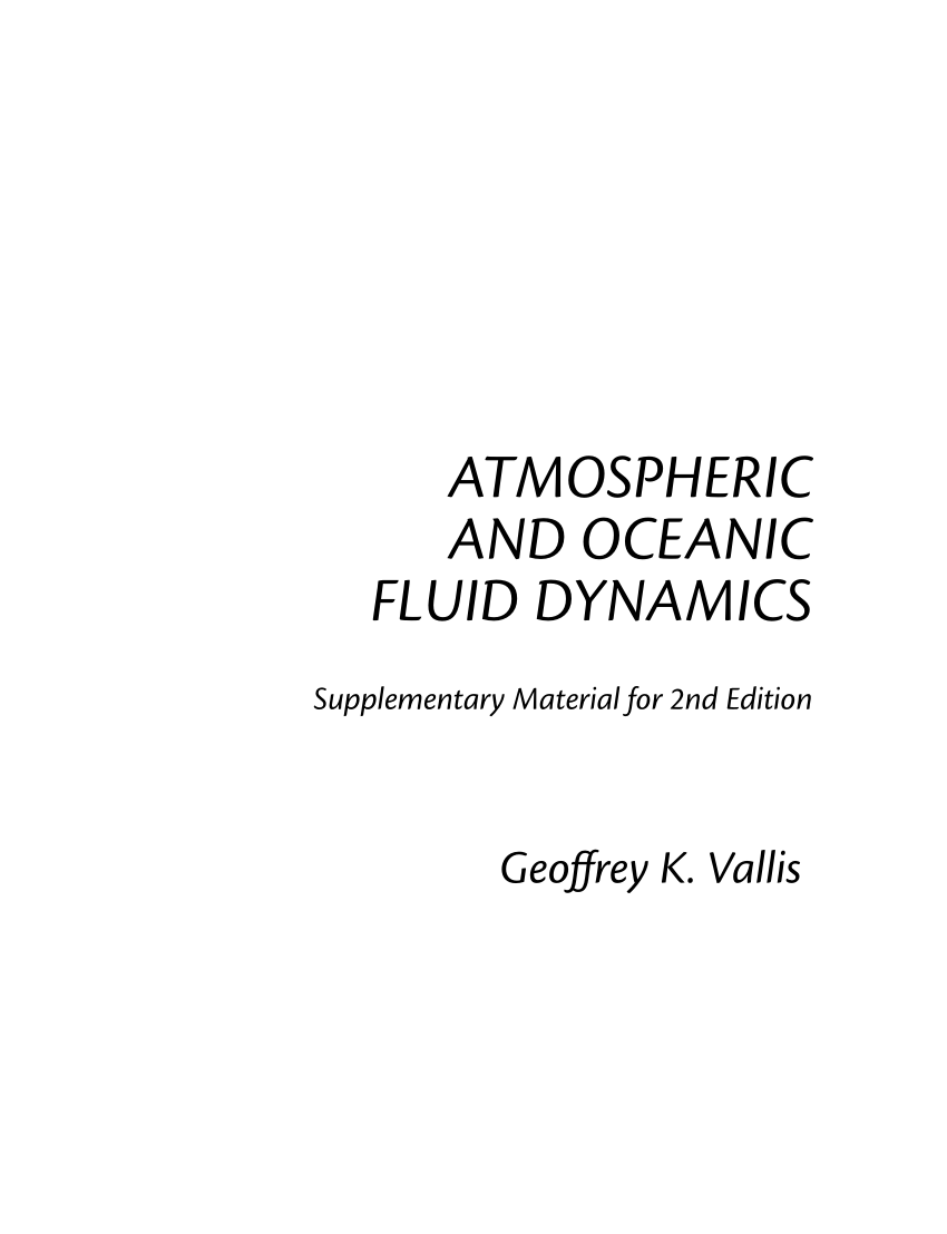 Pdf Atmospheric And Oceanic Fluid Dynamics