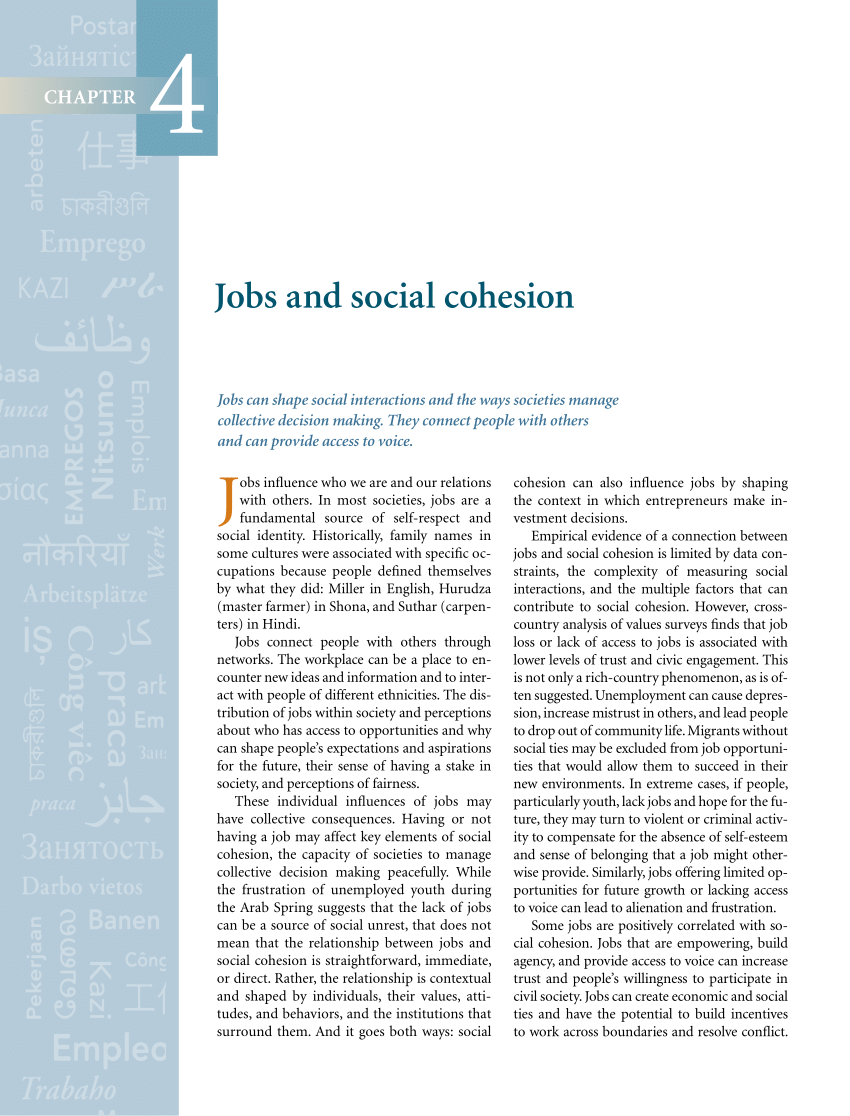 PDF Jobs and social cohesion in World Bank Report