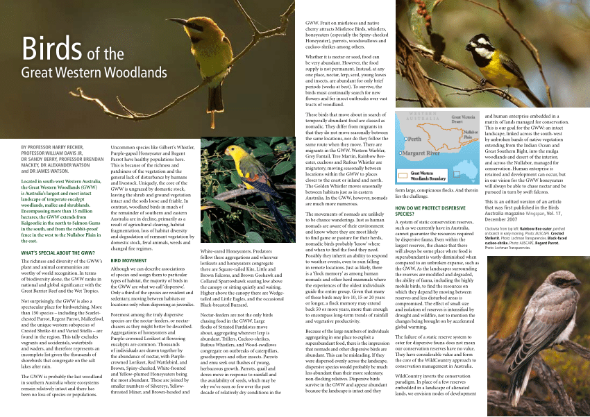 Pdf Conservation Inverted Birds In The Great Western Woodlands