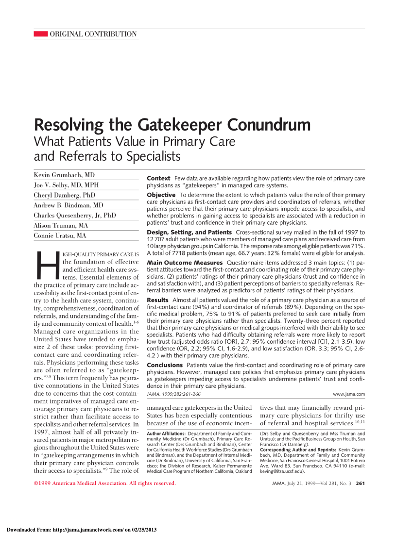 pros and cons of gatekeepers in healthcare