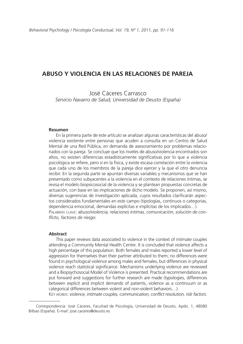 PDF) Abuso y Violencia en las relaciones de Pareja