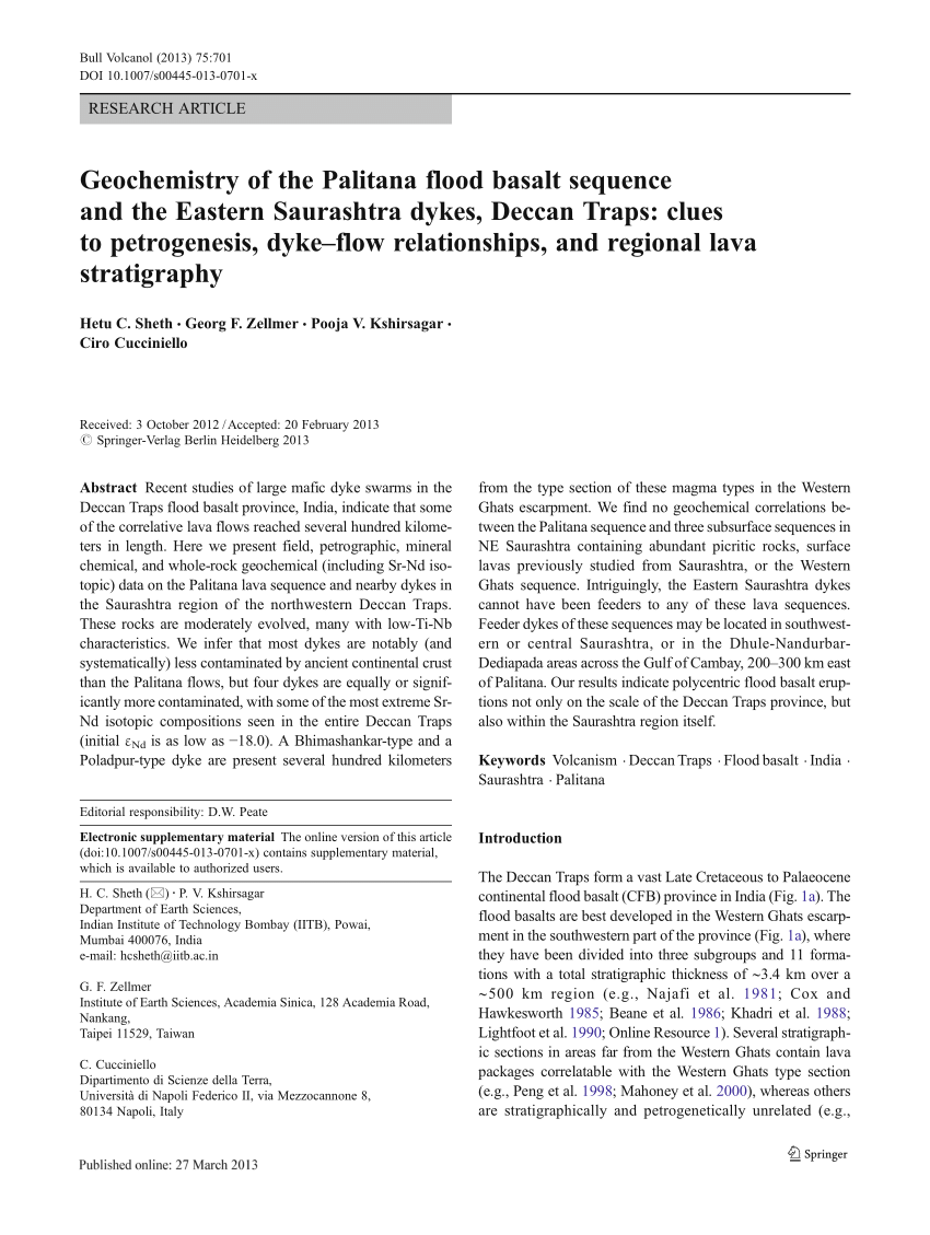 PDF) Geochemistry of the Palitana flood basalt sequence and the 