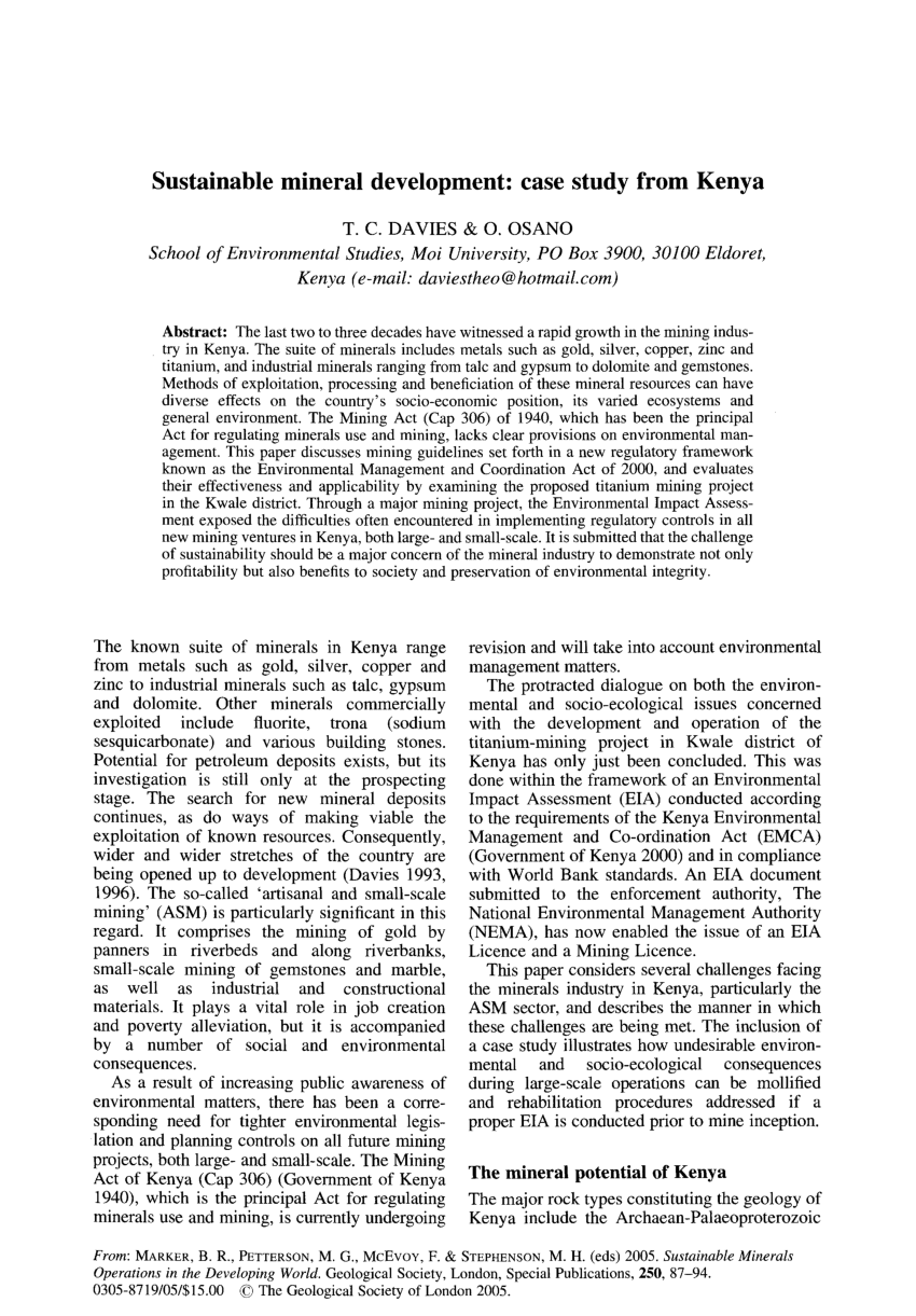 case study of mineral resources