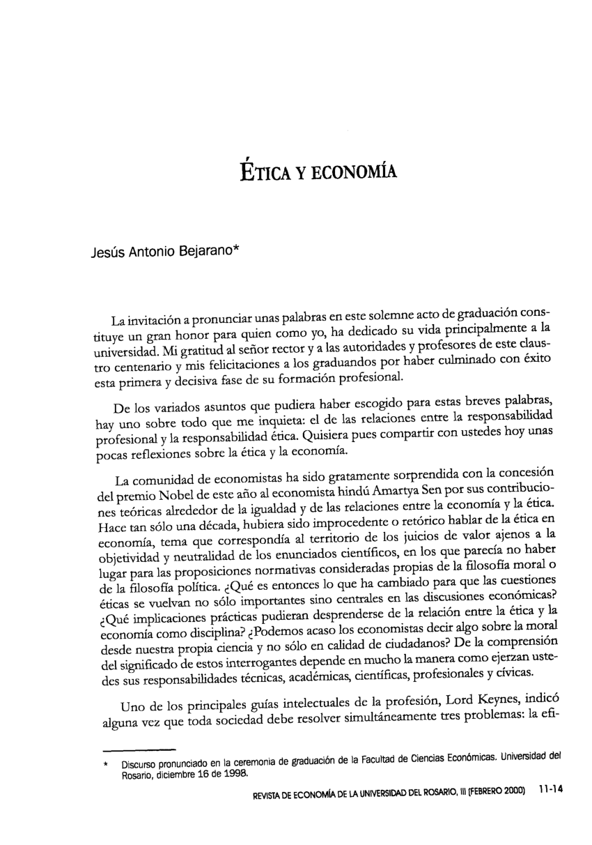 Pdf Ética Y Economía 1919