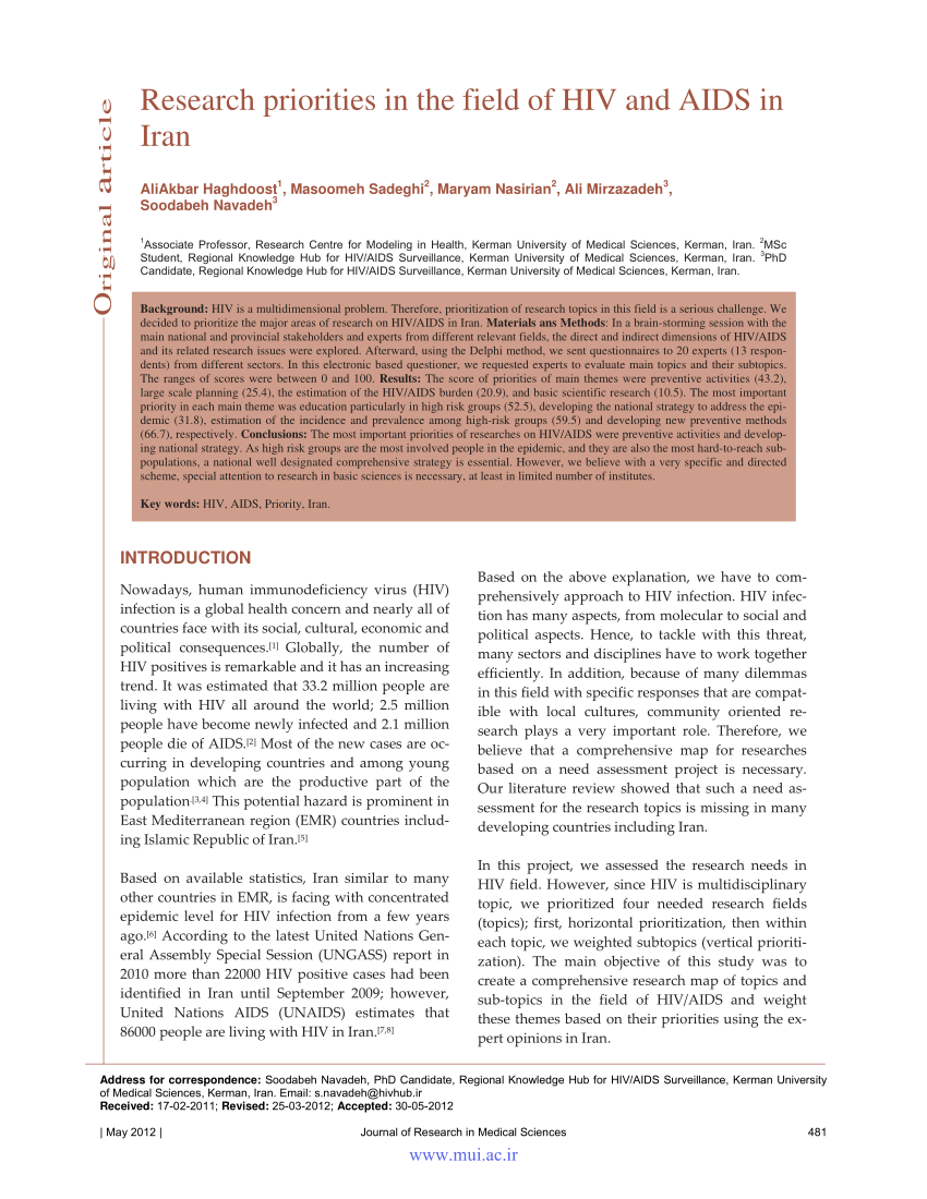 hiv research paper pdf