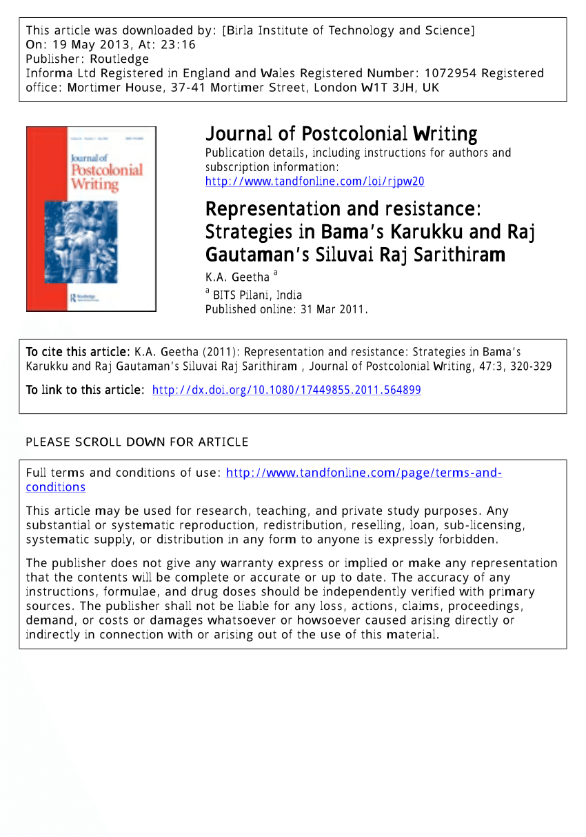 research articles on karukku by bama