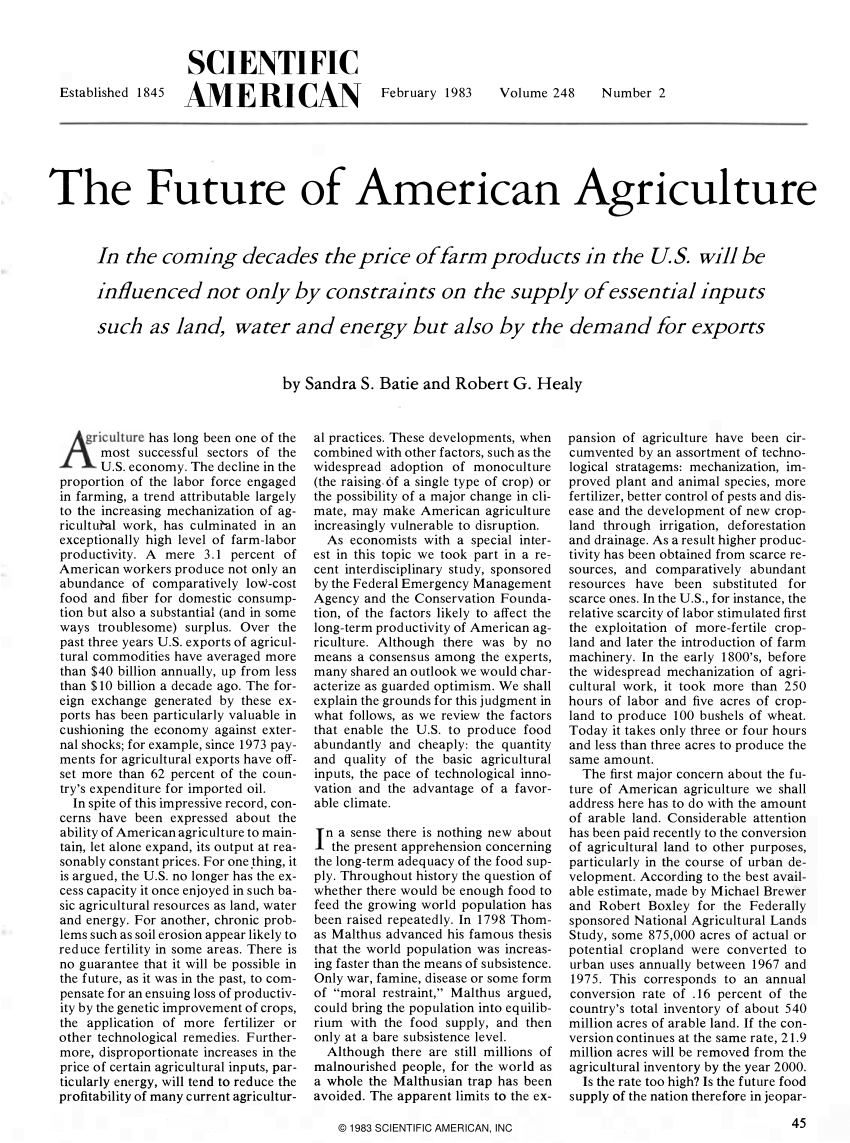 what does the future of agriculture look like essay