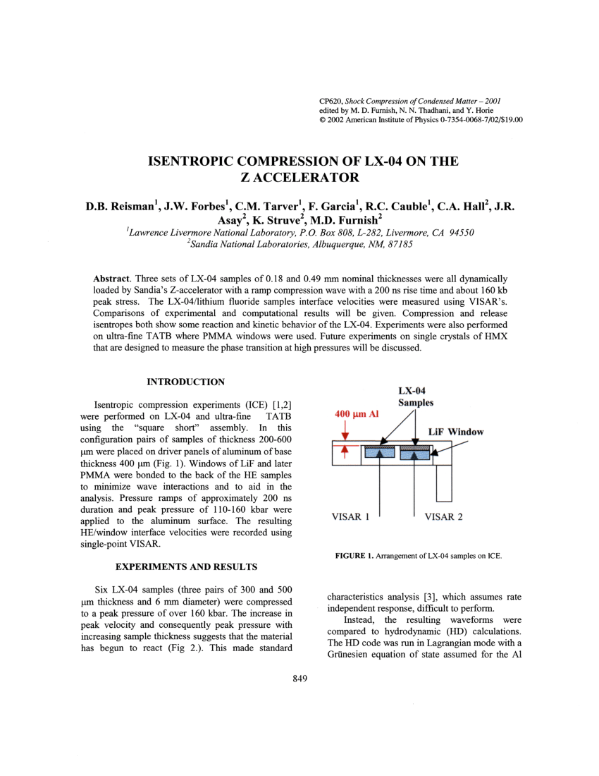 Pdf Isentropic Compression Of Lx 04 On The Z Accelerator