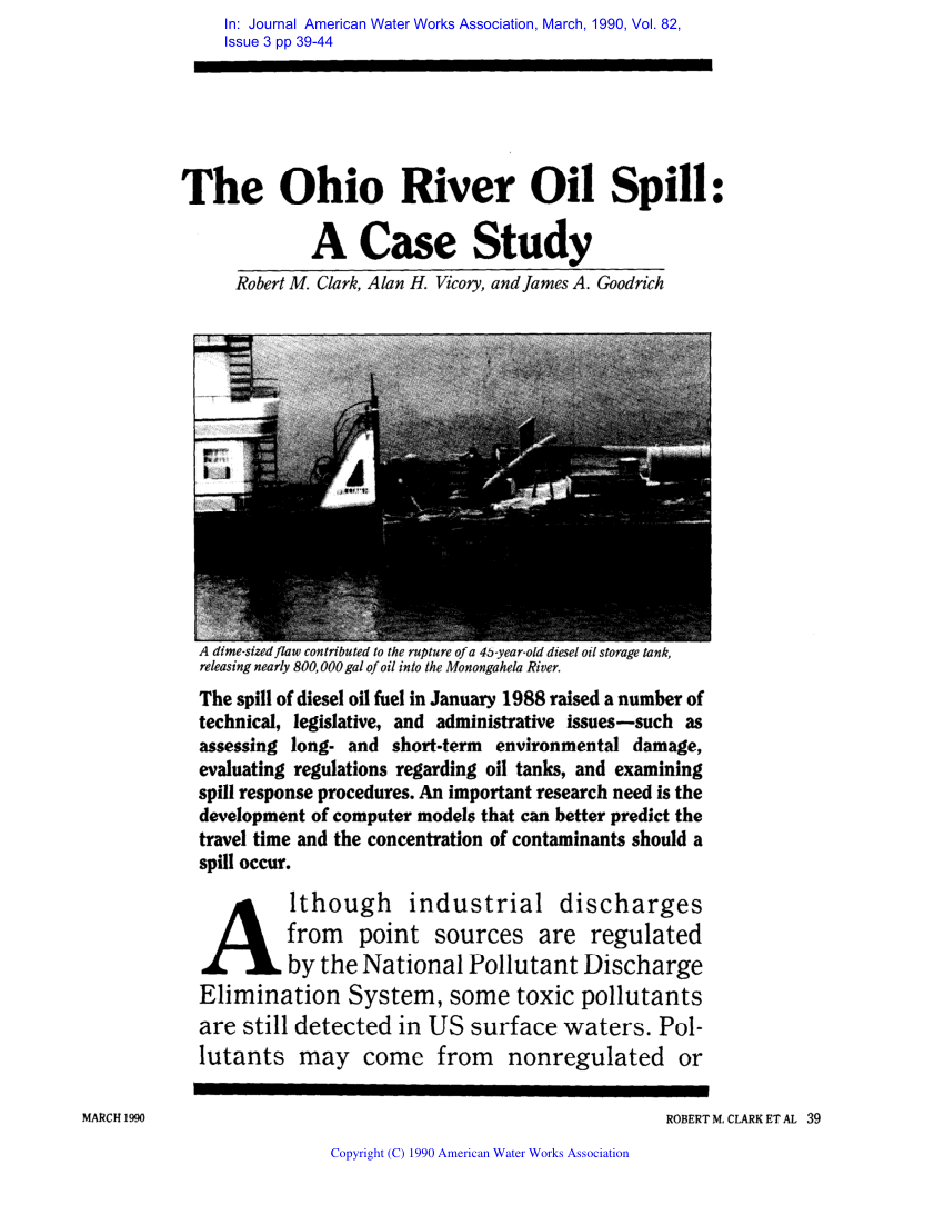 (PDF) The Ohio River oil spill; A case study