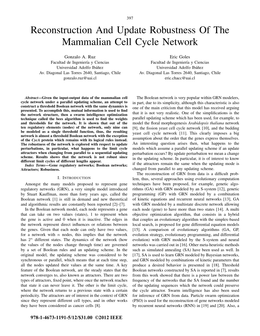 (PDF) Reconstruction and update robustness of the mammalian cell cycle