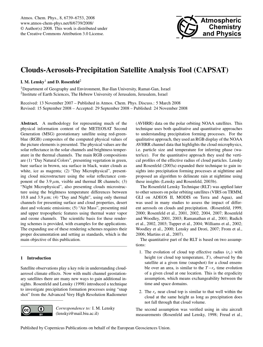 clouds-aerosols-precipitation satellite analysis tool (capsat)