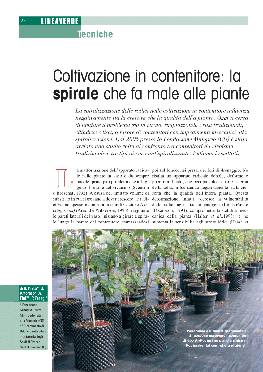 PDF) Coltivazione in contenitore: la spirale che fa male alle piante