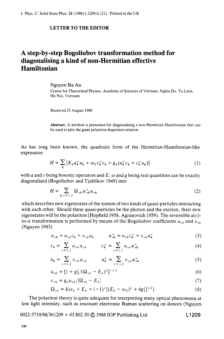 bogoliubov transformation pdf - bogoliubov de gennes hamiltonian