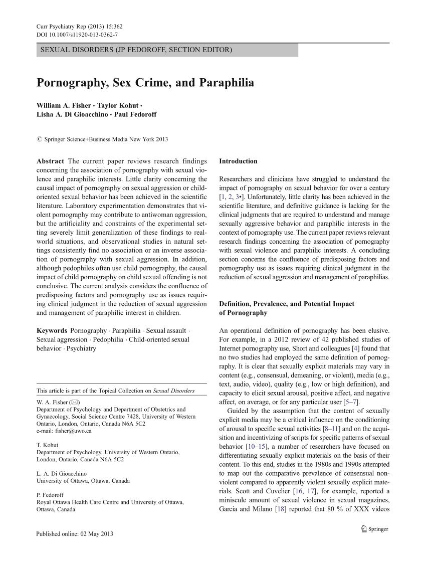 PDF) Pornography, Sex Crime, and Paraphilia image